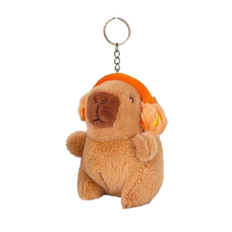 Fashionable Elegant Color Capybaras Keychain Charm Lovely Dress Up Sturdy Plush Pendant for Bags and Keys Decoration