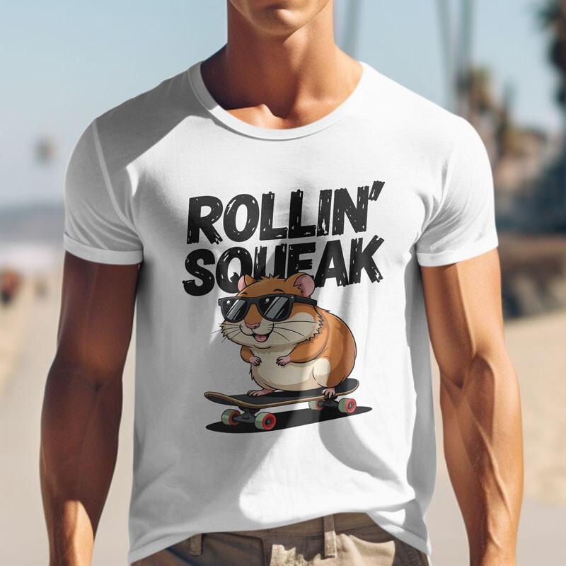 

Men s Plus Size T-shirt With Rollin Squeak Hamster Unisex White Cotton Tee L
