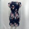 IHUASU Summer Holiday Style Ruffle Short Sleeve Chiffon Printed Rose Dress
