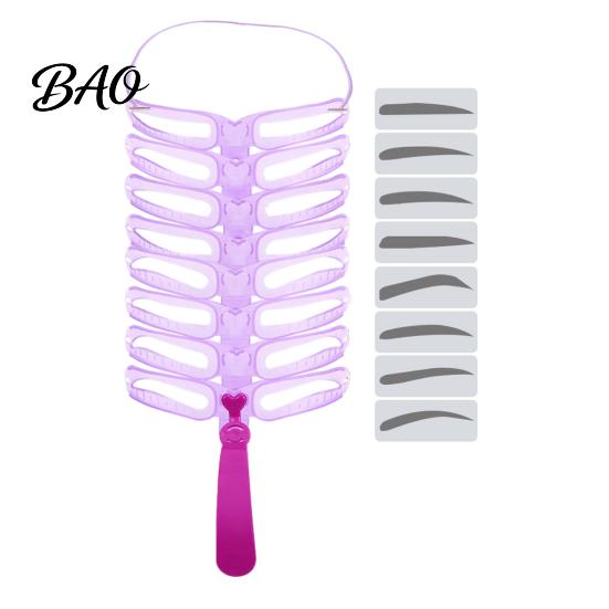 Brow Drawing Guide 1/2 Sets Eyebrow Stencil Kit, 8 Shape Template with Handle & Headband, Reusable Shaping Tools for Women Beginner Stencils