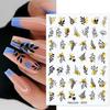 Nail Sticker Vivid Bright Ultra Thin Black White Leaves Flower Nail Tropical Geometry