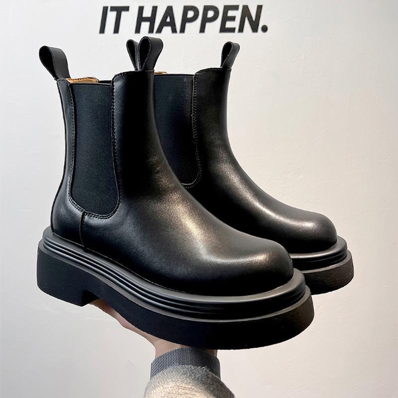 Men's Trendy High-End Retro Chelsea Boots - British Style, Thick-Soled, High-Top Leather Martin Design 5015-A.