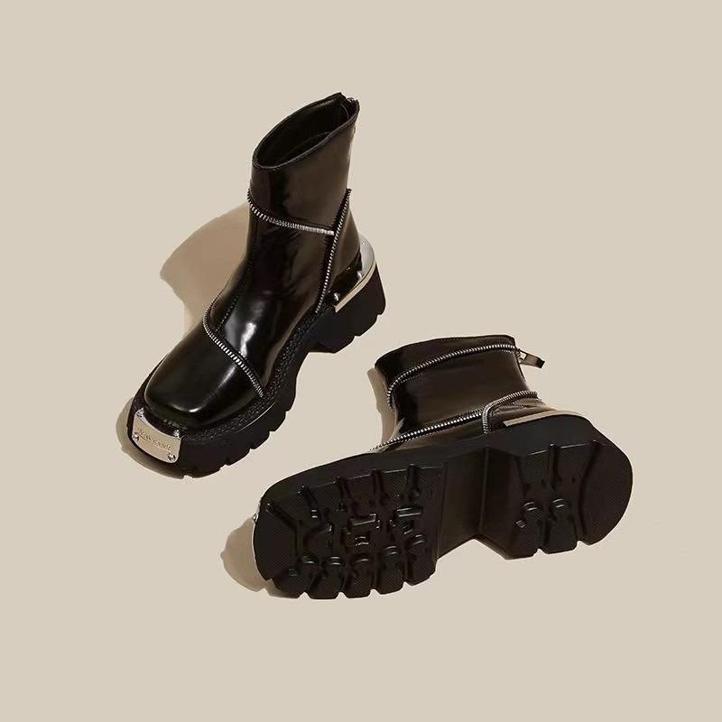 High Quality Black Shoes For Women Platform Boots Street Round Toe Ladies Shoes Non-Slip Thick-Soled Goth Boots  De Mujer
