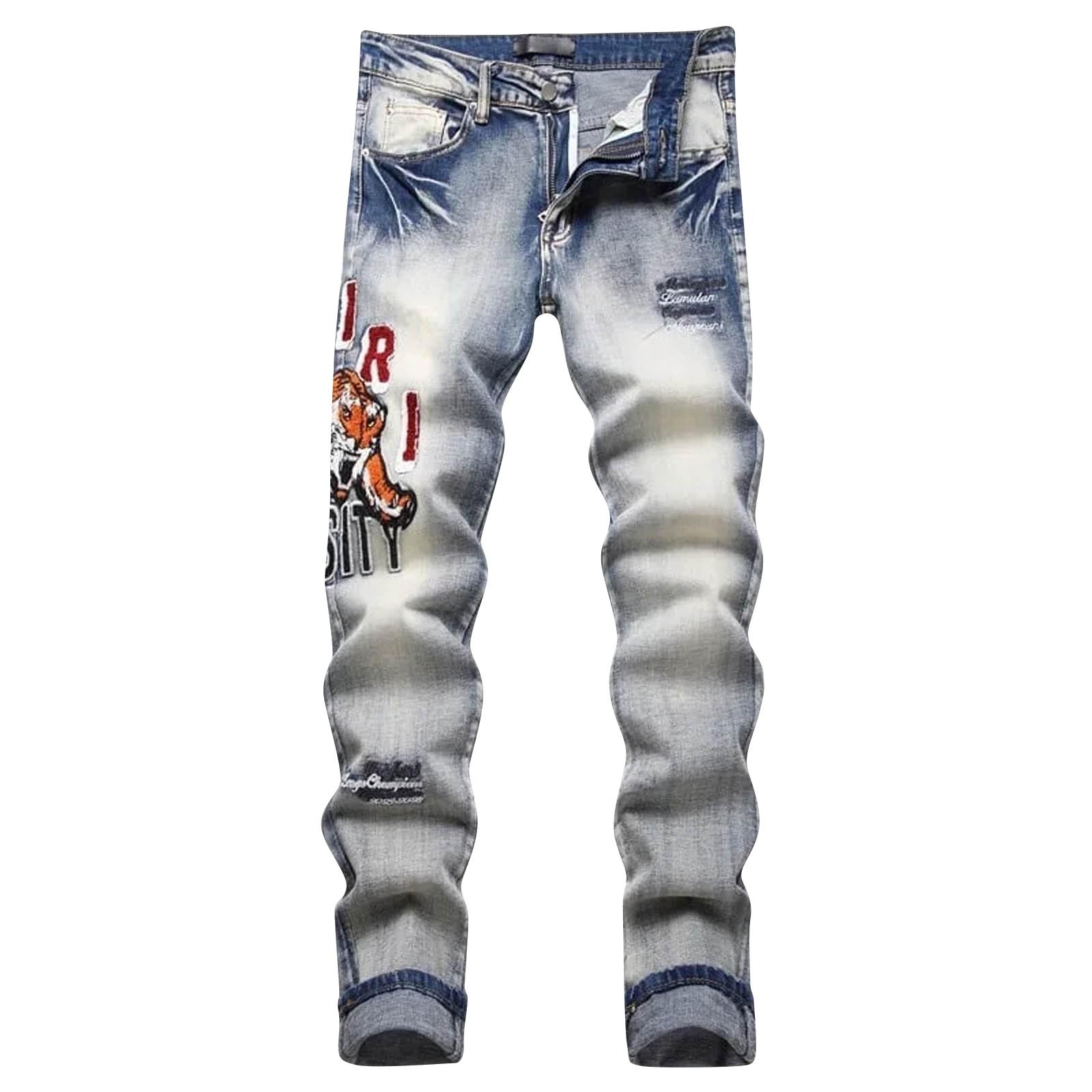 

Джинсы Denim Street Youth Trendy Jeans Stretch с вышитыми отверстиями, узкие мужские джинсы 38