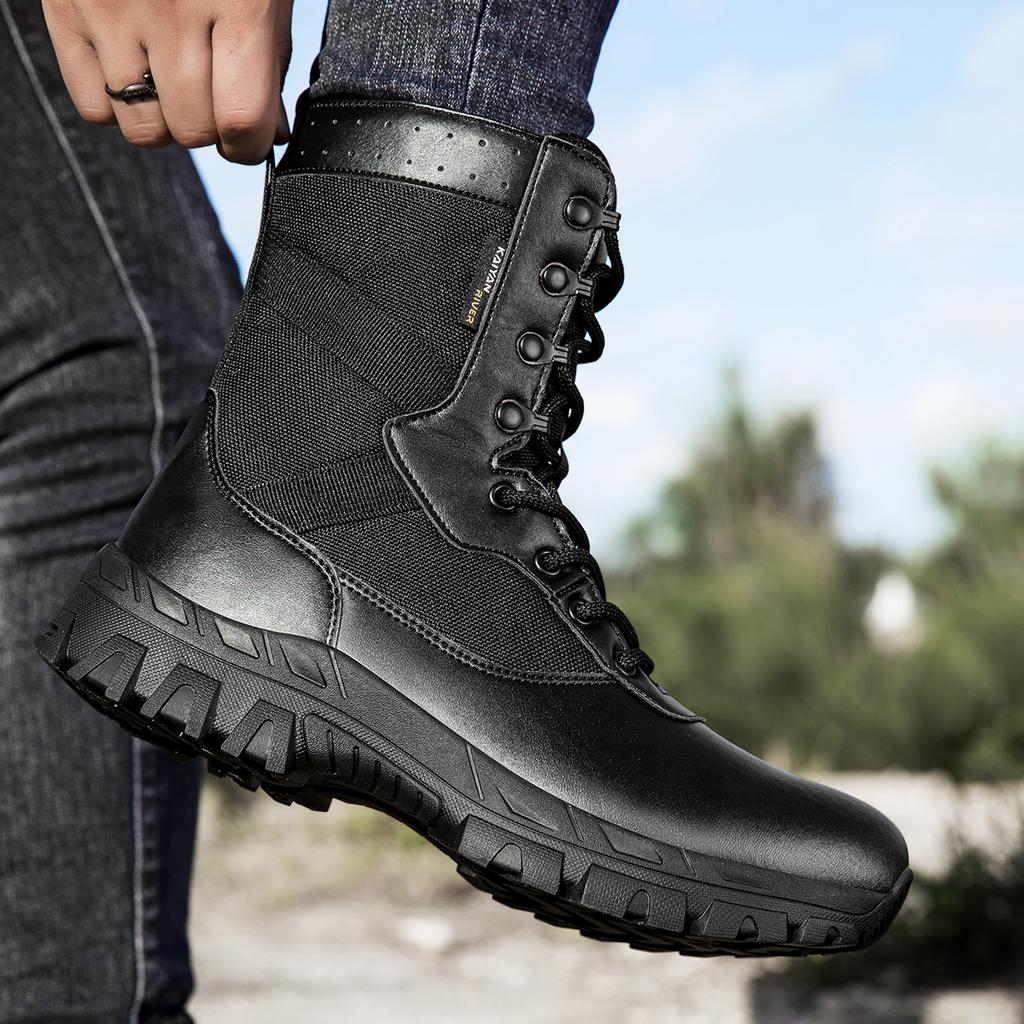 Male Desert Combat Boots Side Zipper Male Boots Outdoors Men's Hiking Shoes Training Tactical Boots Wear Resistant Men Shoes