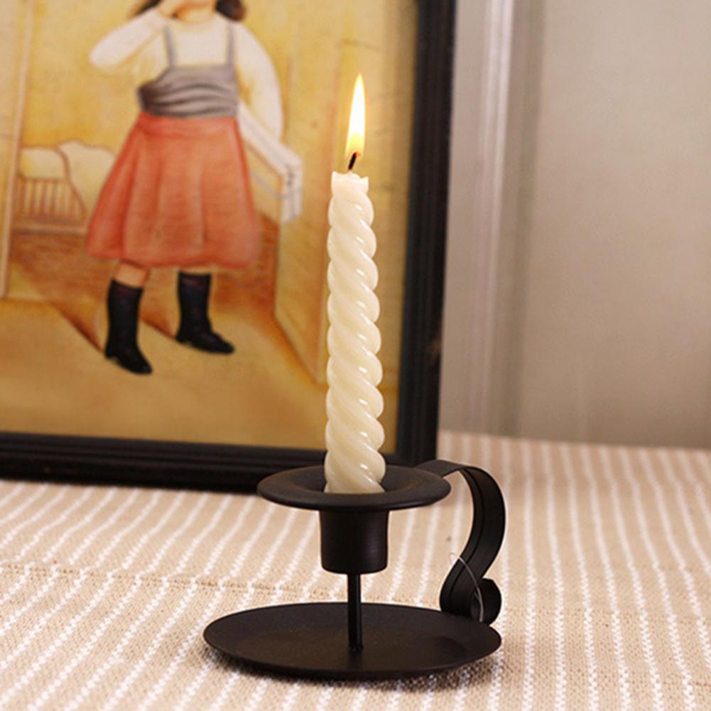 Iron Art Candle Holder Taper Candle Holder Vintage Metal Candlestick Set with Handle for Home Decor Wedding Party Table