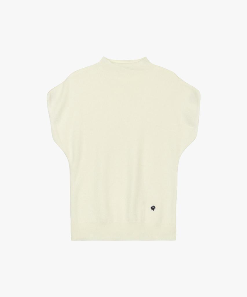 Hillioteu Soft Cap Sleeve Turtle-Neck Knit_Ivory