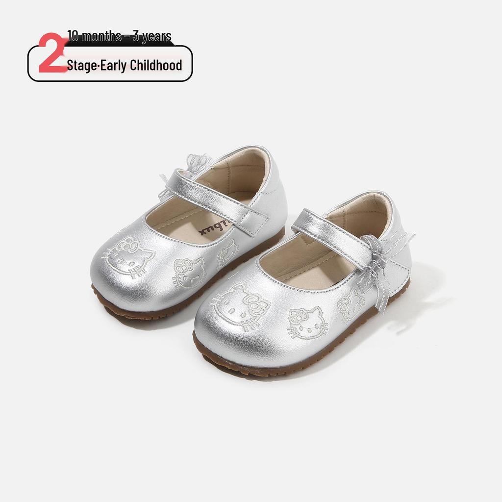 Spring 2026 Soft Sole Leather Baby Walker Shoes with Doll Print - Non-Slip Design