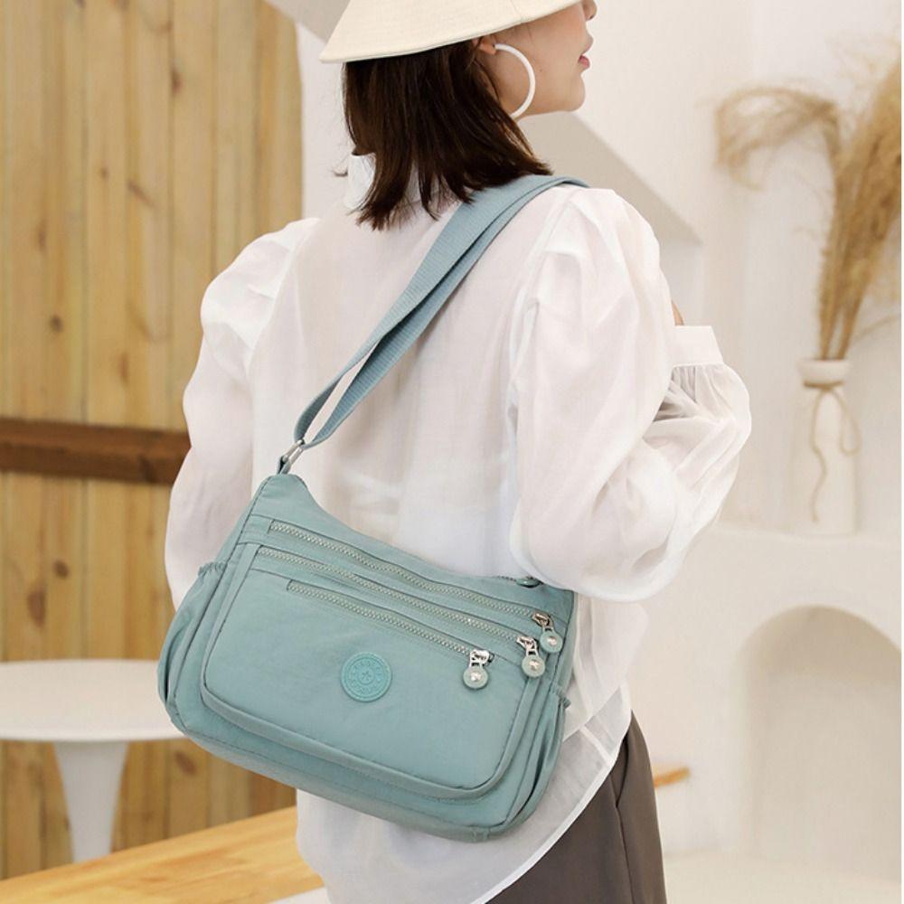 Wide Strap Nylon Square Bag Multi-layer Middle-aged Crossbody Bag Shopping Messenger Bags  Work