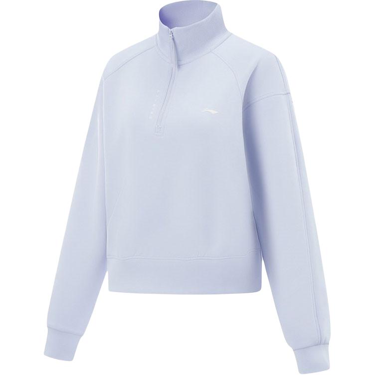 Li-Ning Stand Collar Pullover Loose Solid Color Comfortable Versatile Long Sleeve Sweatshirt Women sweatshirt AWDV510-5