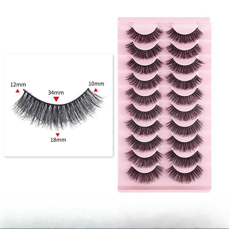 10 Packs of High Imitation Mink Hair False Eyelashes Natural Simulation Thick Curled Eyelashes