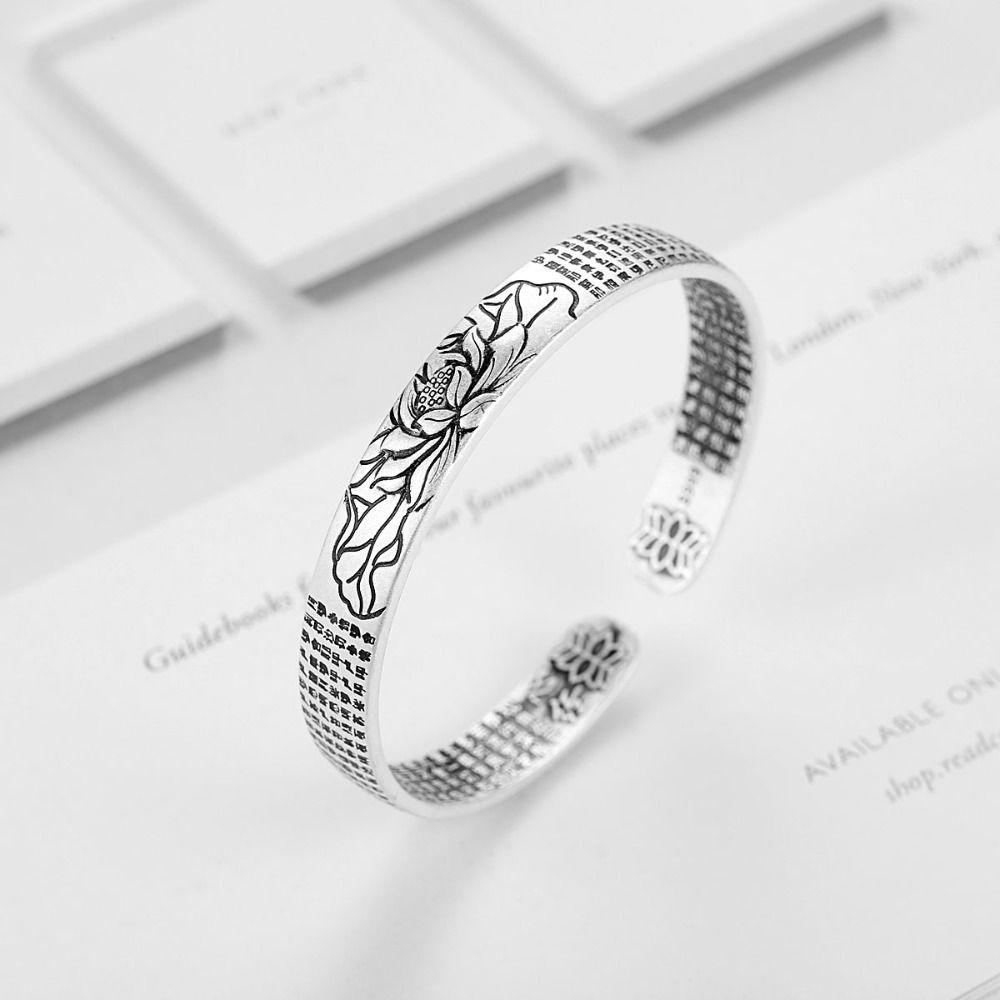 

Vintage Buddhist Leaf Buddha Retro Women Bangle Fashion Jewelry Lotus Korean Style Bracelet A