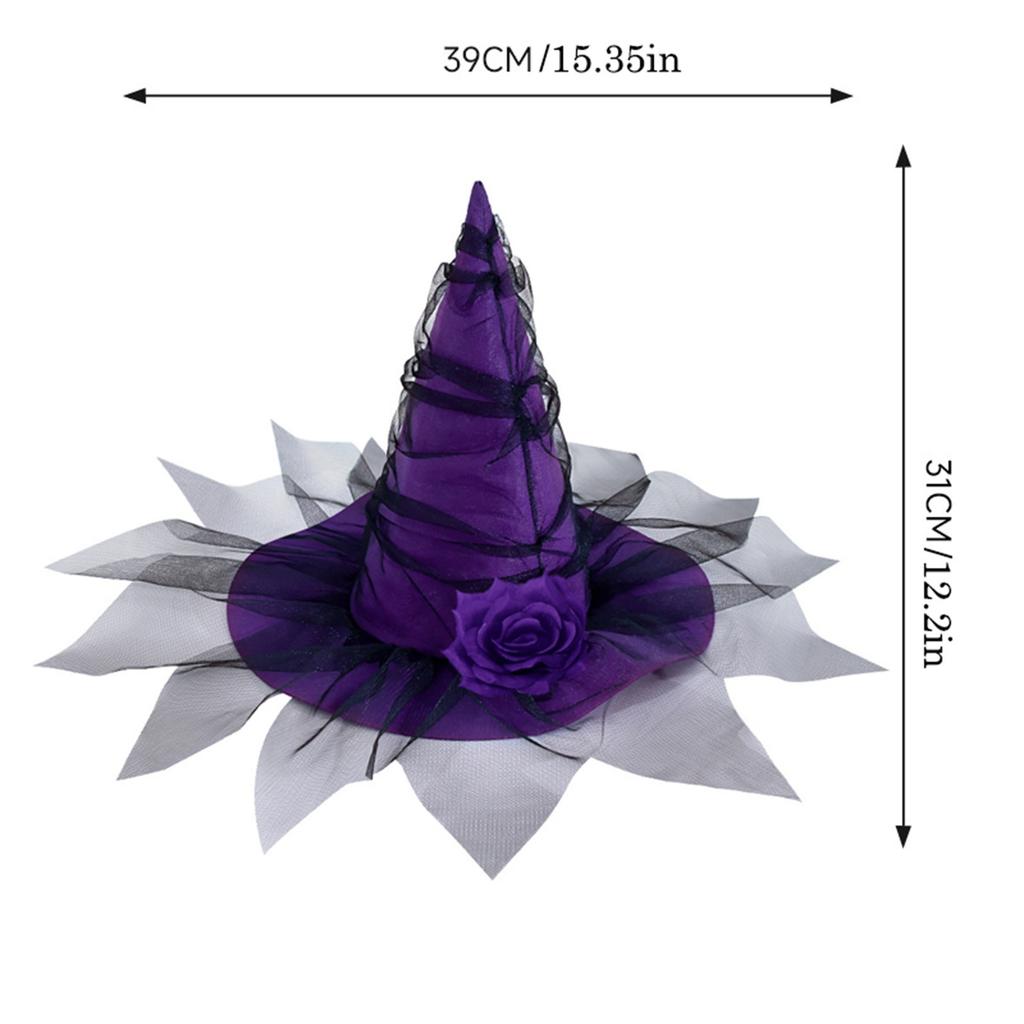 Halloween Baroque Witch Hat Mesh Simulation Flower Dress Up Accessories Gothic Queen Cosplay Witch Makeup Ball Party Hat