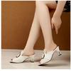 Summer Fashion Women Sandals Elegant Thick High Heels Slippers Comfortable Fish Mouth Casual Metal Buckle Slides Shoes 35-41