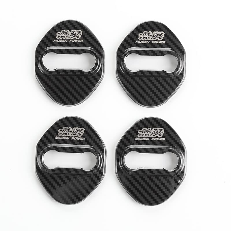 Haoshilianfa Mugen Honda Car Door Lock Striker Stainless Metal Easy Premium Car Set of 4 Covers, Mirror-Finish Steel, Rust-Resistant Parts,