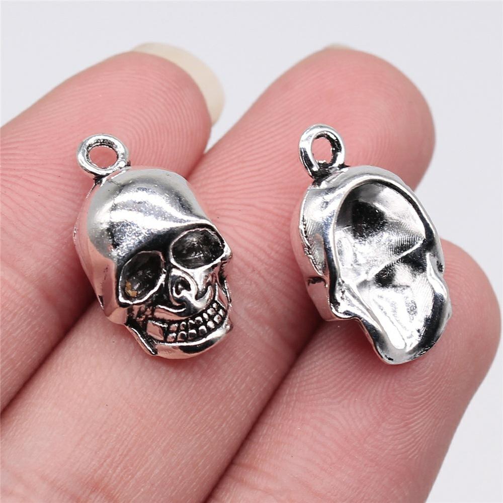 20pcs Skull Charms Antique Silver Color Cute Skull Charms Pendants For Bracelets Bat Skull Charms Making Jewelry