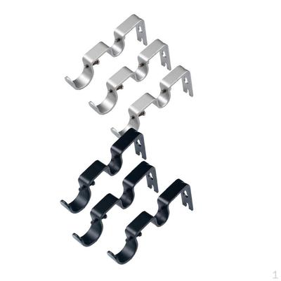 6Pcs Adjustable Double Curtain Rod Wall Bracket Holder