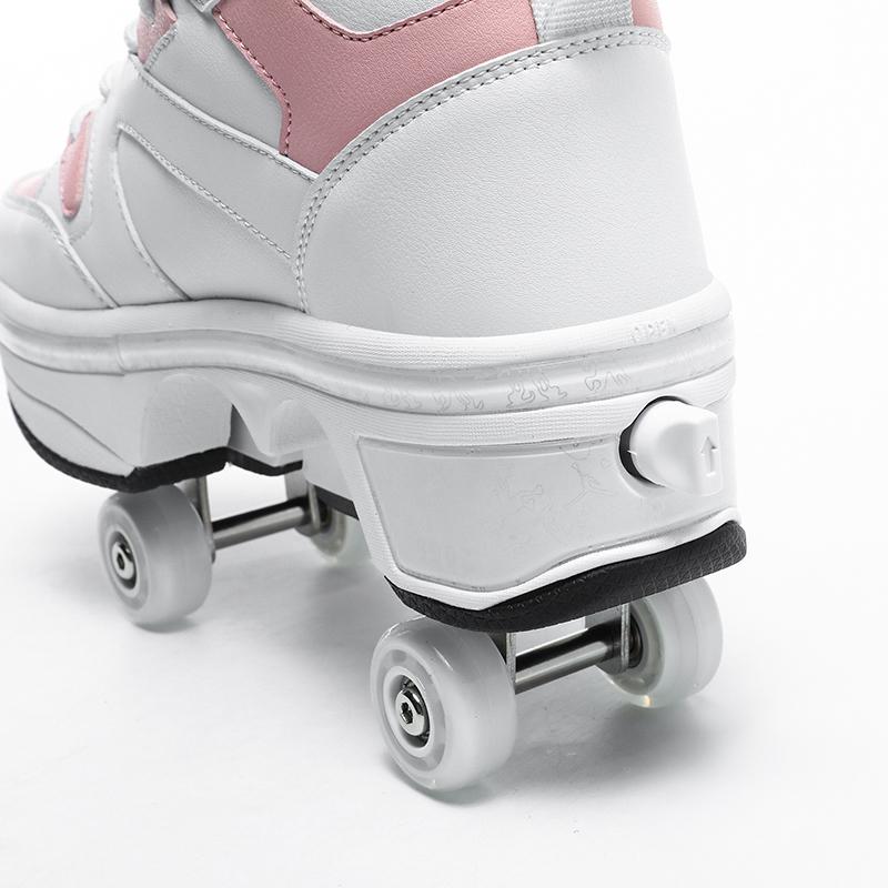 Roller Skates 6-15 Years Old Four-wheel Deformation Can Walk Can Skate Skates Girl Runaway Shoes
