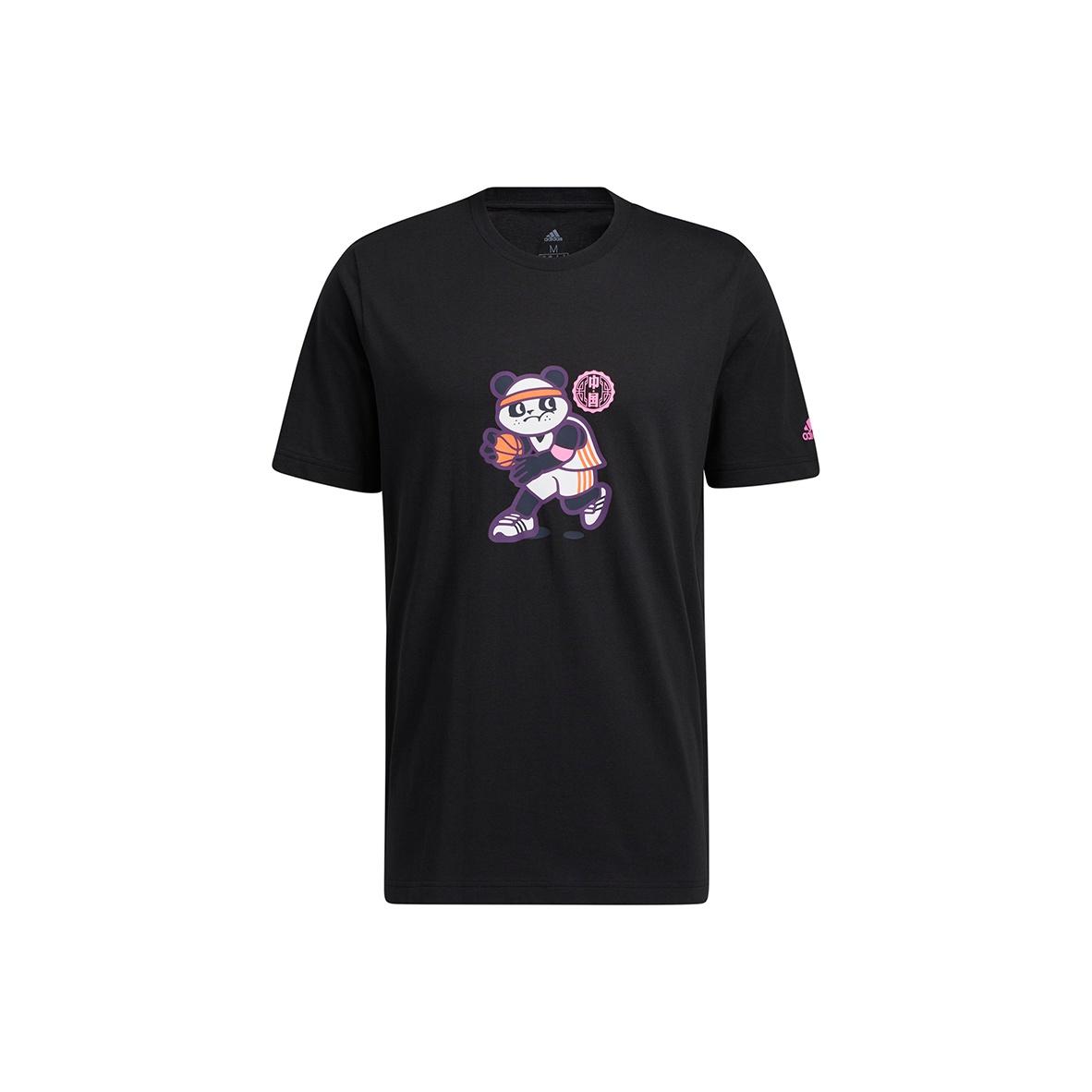 

Adidas Panda Cartoon Print Баскетбольная спортивная футболка с круглым вырезом с короткими рукавами Мужские топы GN5149 L