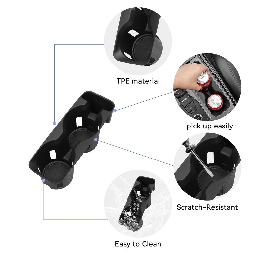 for Ford Explorer 2020-2024 (Not fit 2025+) Center Console Cup Holder Shock-Absorbing Storage Tray TPE Car Accessories