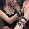 Nueva Subcultura Metal Punk Pulsera de Cuero Múltiples Capas Cadenas con Remaches Pulsera Estilo Oscuro Joyería de Personalidad Para Mujeres Hombres