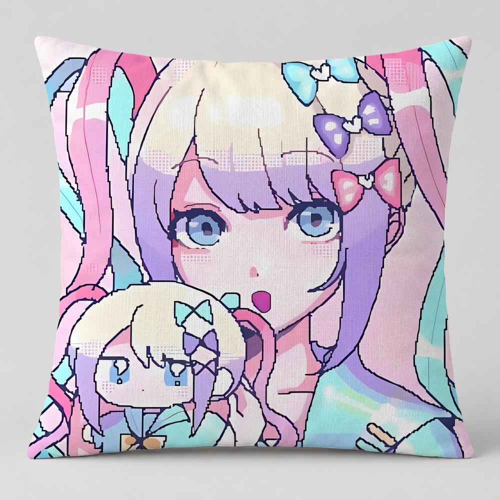 Game NEEDY GIRL OVERDOSE Cushion Cover Short Plush Cushion Cover Double Sided Print Washable Sofa Pillowcase Home Decor Gift