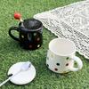 Korean Colored Mug with Lid Spoon High End Ceramic Cup Household Water Cup Living Room High Value Coffee Cup