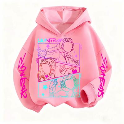 Herbst Winter KPop Dämonenjäger Huntrix Bedruckte Kapuzenpullover Lässig Warm Sport Langärmlig Kinder Jungen und Mädchen Kinder Unisex Kapuzensweatshirts