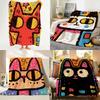 Art Graffiti Style Cat Illustration Throw Hot Flannel Throw Blanket Suitable for Sofa Living Room Bedroom Soft