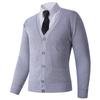 Cárdigan de Punto de Manga Larga con Botones de Color Sólido Casual para Hombre con Cuello en V