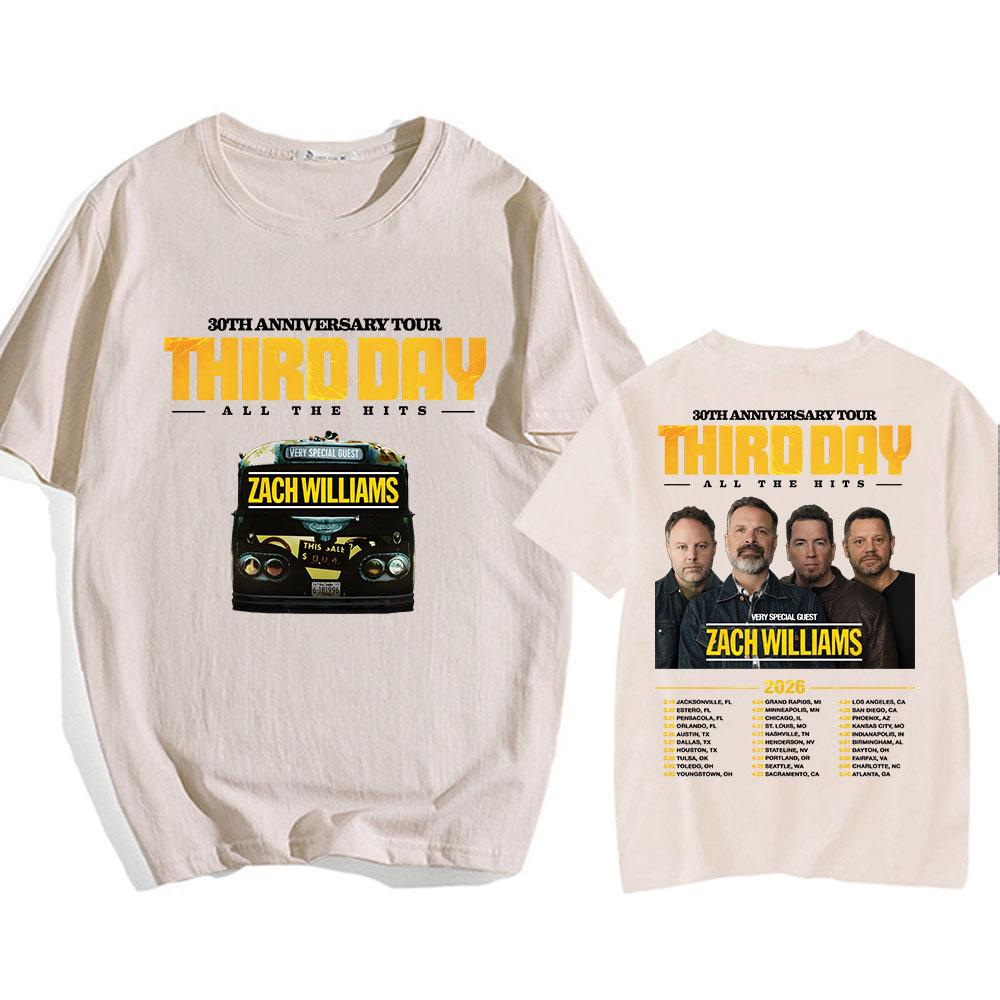 Third Day 30th Anniversary Tour 2026 T-shirt All The Hits Rock Band Fashion Tshirts Short Sleeve Cotton Male T Shirt O-neck Tees