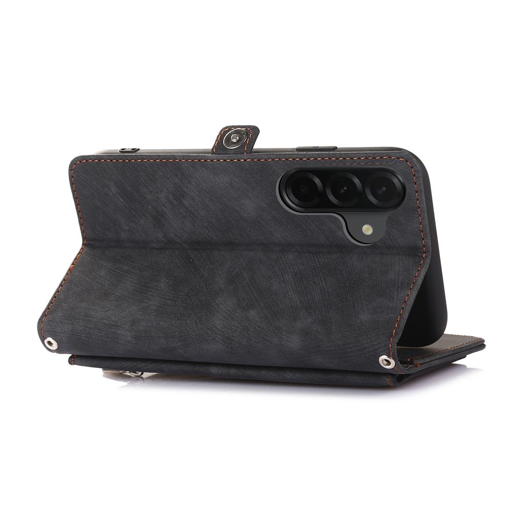 For Samsung Galaxy A05s 4G Case Zipper Pocket 9 Card Slots PU Leather Phone Cover with Wrist Strap