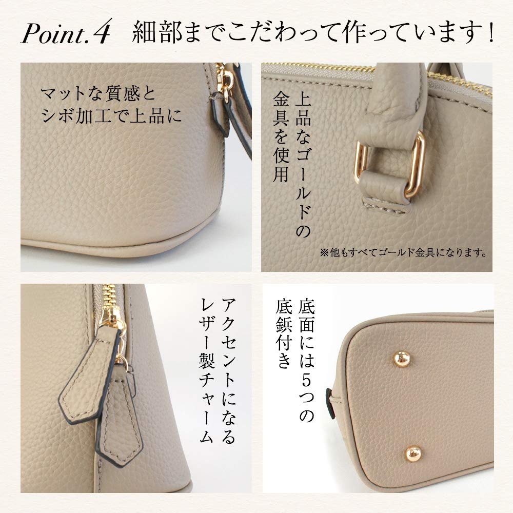 Notre Favori Genuine Leather Bugatti Leather Blanche Greige Bag, Women's Handbag, (Gold Hardware)