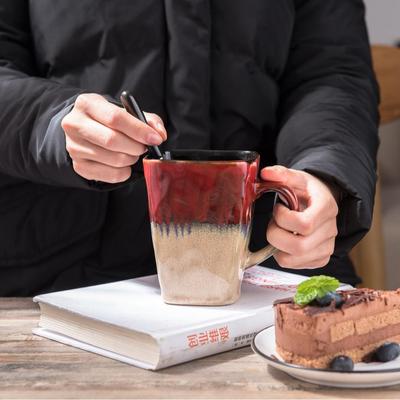 Nordische INS Oven Glazuur Retro Keramische Koffie/Thee Mok met Deksel & Lepel, Set voor Koppels