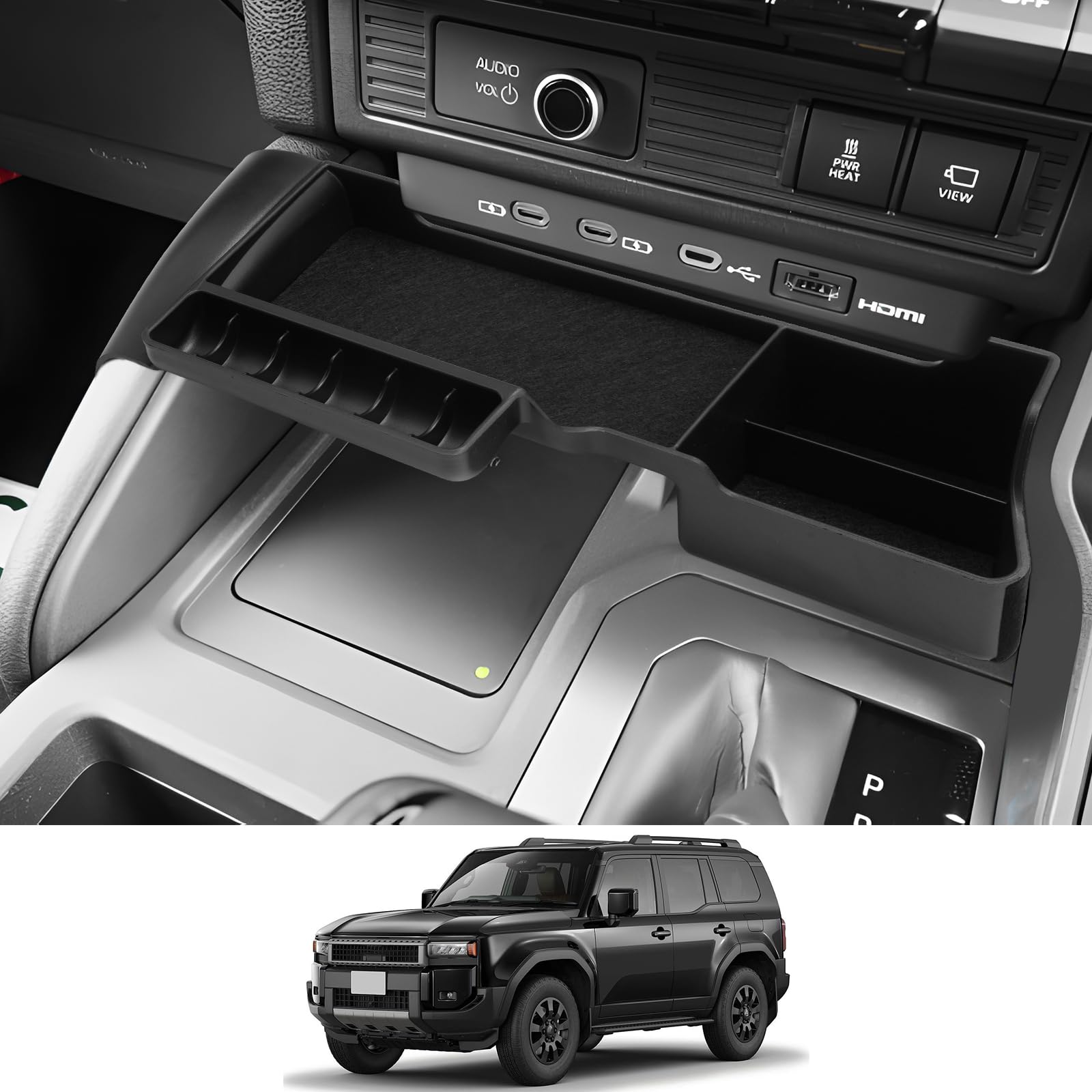 

New Release Toyota Land Cruiser 250 Console Box Center Console Tray Storage Compartment ABS Material Land Cruiser 250 Console Tray Land Cruiser 250 чёрный