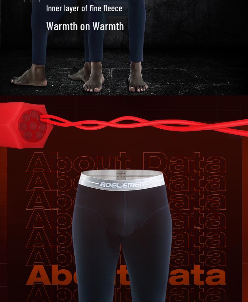 Aoyuan Men's Thickened Plus Velvet One-Piece Slim Leggings, Autumn/Winter Youth Cotton Warm Pants