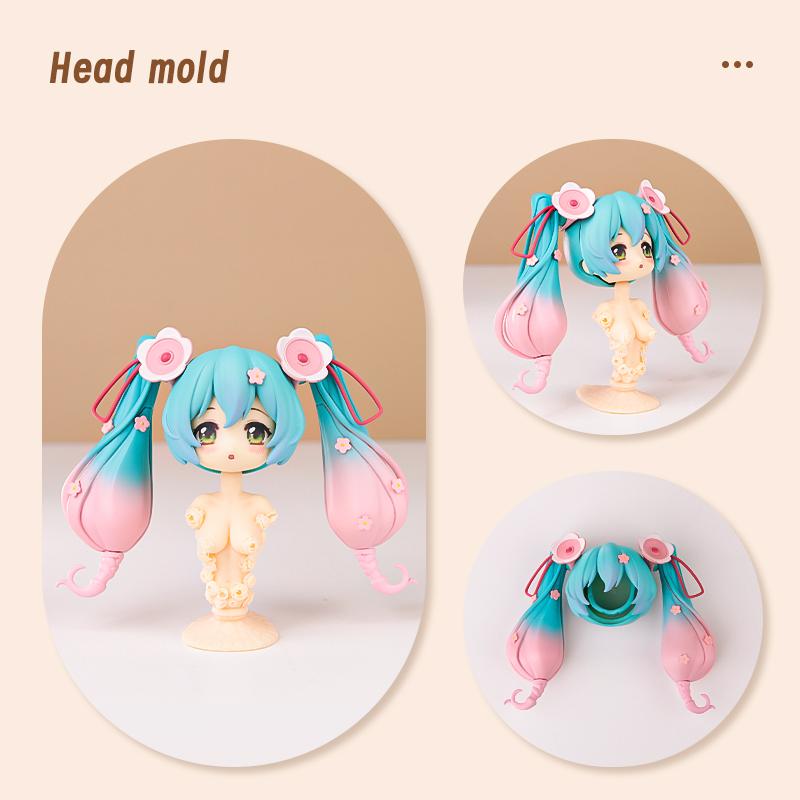 Ob11 Doll Plastic Hair Replacement Doll Hair Head Mold Twin Pony Tail Anime For Obitsu11 Gsc Body 1/12 Bjd Head Shell Doll Girl