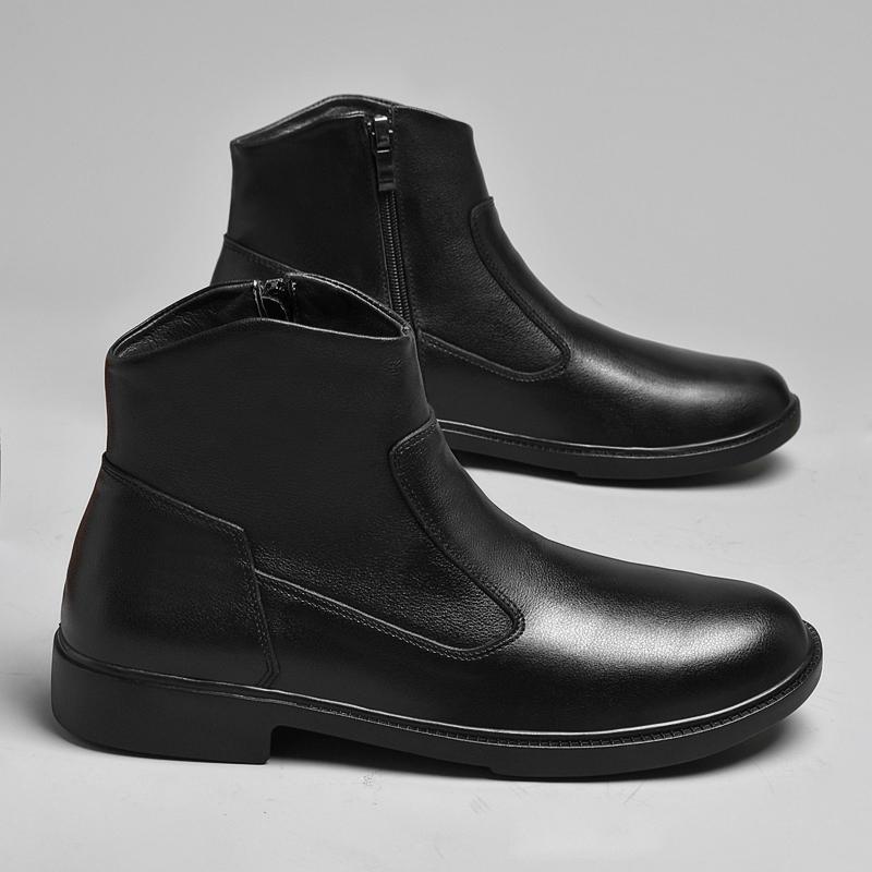 Luxury Genuine Leather Thick-soled Mens Boots Vintage Style High Top Dress Shoes Fashion Casual Leather Chelsea Ankle Boots