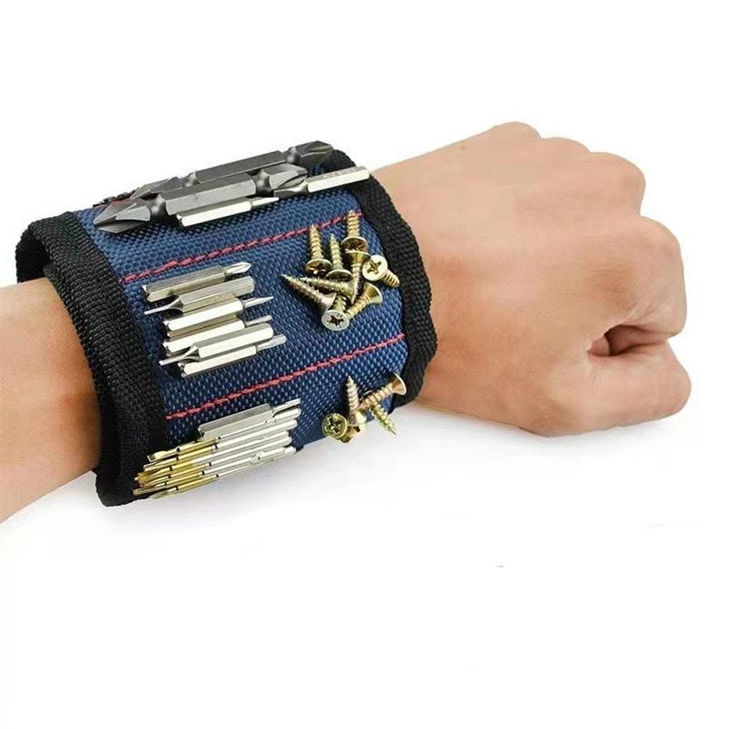 Magnetic Bracelet with Strong Magnets To Hold Screws, Nails, Drills, Great for Your Tool Bag