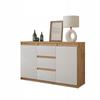 Wotan Oak / Matte White Chest of Drawers 120 Wide, 2 Doors, 2 Shelves, 3 Drawers