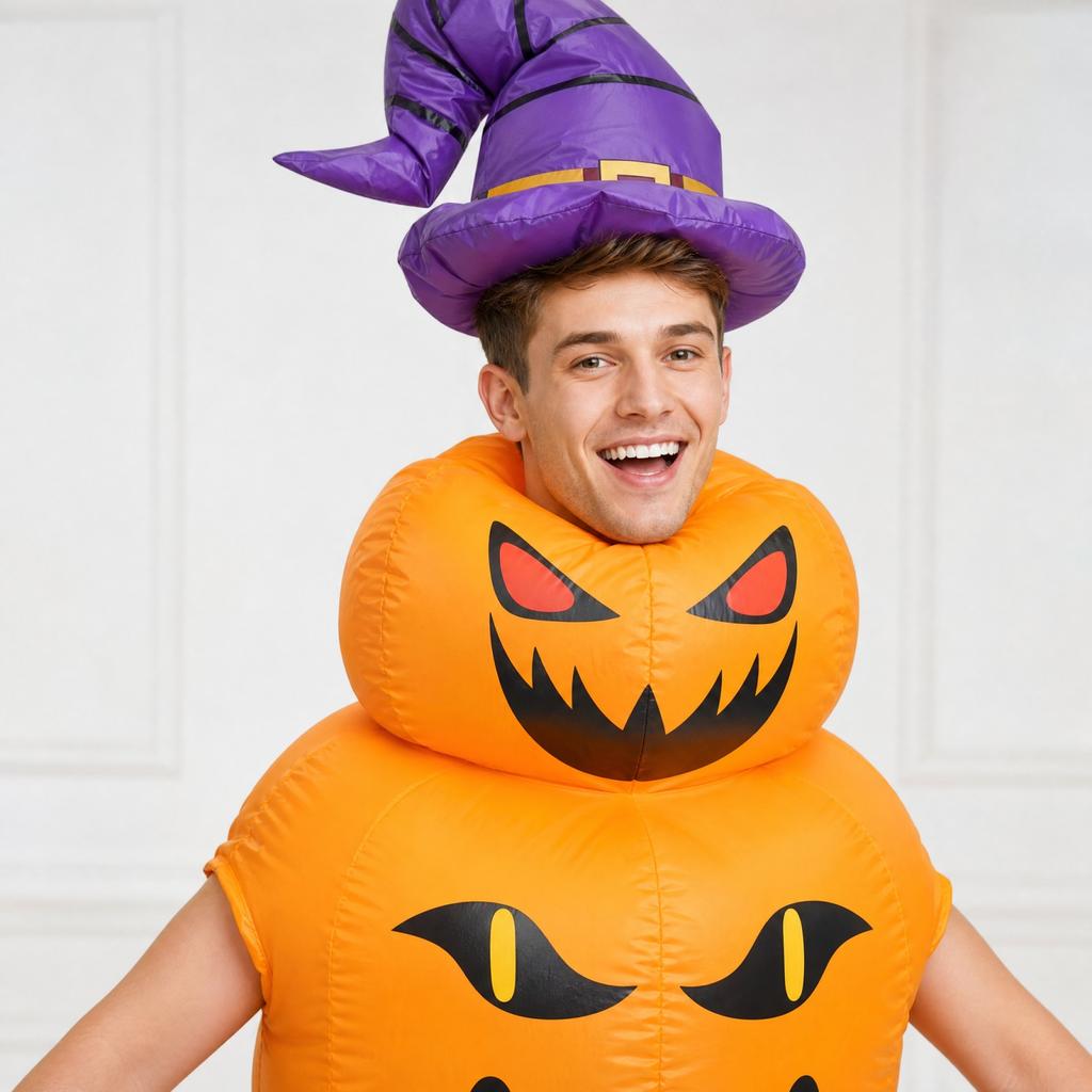 Costume da Zucca Gonfiabile per Festa di Halloween Divertente Outfit Cosplay