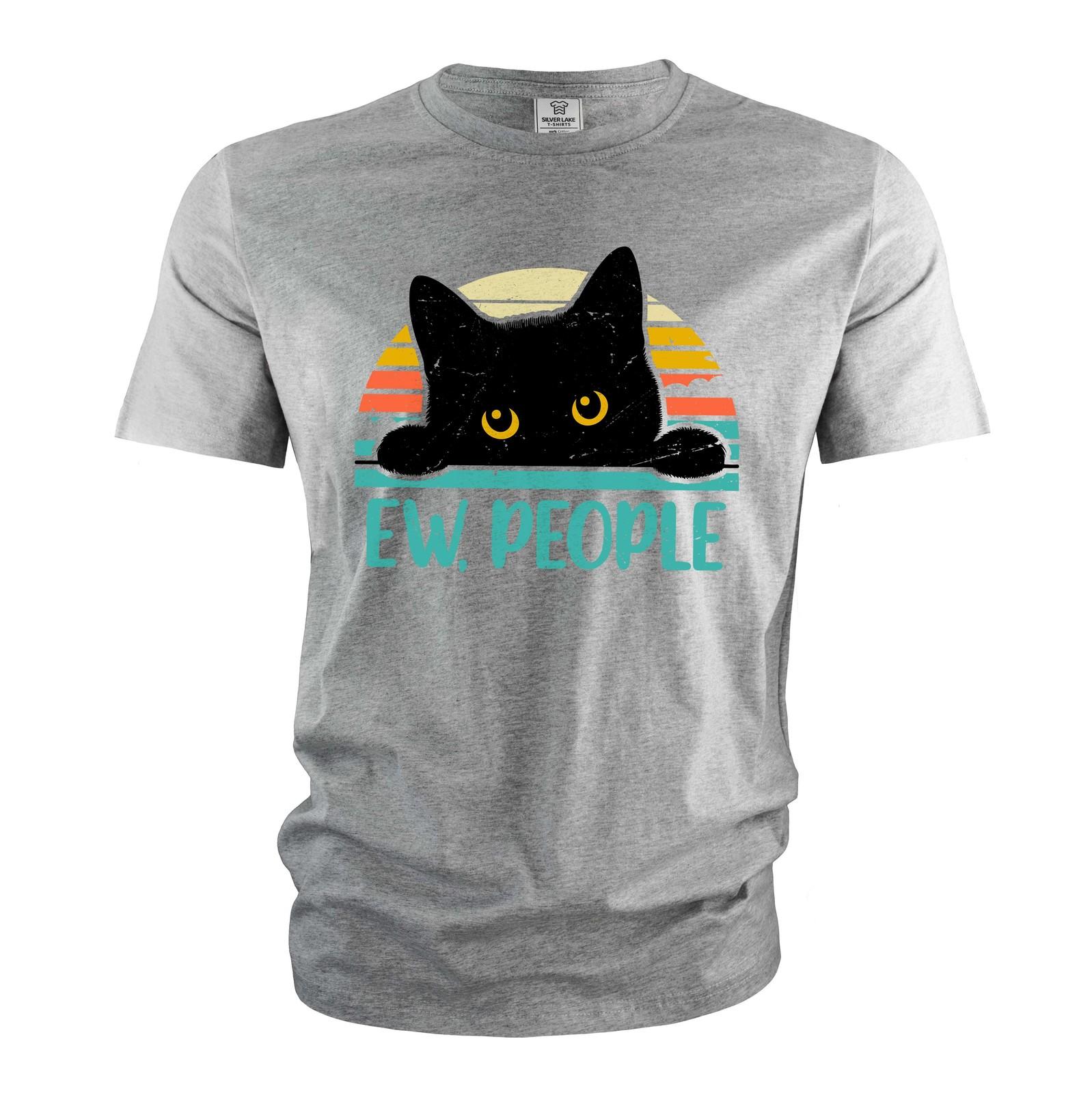Cat Funny T-Shirt Mens Womens Tees Top Cute Cat Tee Ew People Shirt Introvert cat owner Gift Ideas M