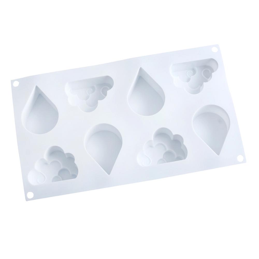 

8 облачных капель воды в форме клубники, кондитерских изделий, мусса, кондитерских изделий, силиконовая форма для выпечки, инструмент для выпечки белый