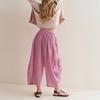 Women Pants Elastic Waist Striped Design Wide Leg Casual Trousers with Pockets Work Travel School All Day Wear