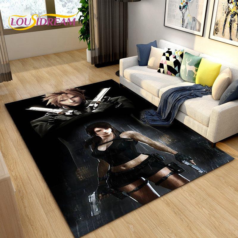 Final Fantasy 3D Printed Game Gamer Area Rug,Carpet Rug for Living Room Bedroom Sofa Doormat Decoration, Kids Non-slip Floor Mat