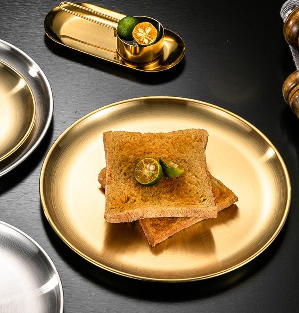 Barbecue Plate, Golden Tray, Circular Plate