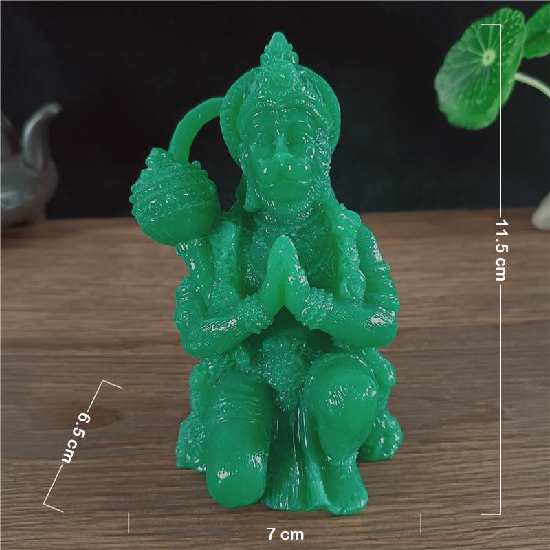 Jadefarbene Hanuman Statue Skulptur Große Harz Ornamente Hindu Affengott Buddha Statuen Figur Dekoration für Zuhause Glücksbringer Geschenke