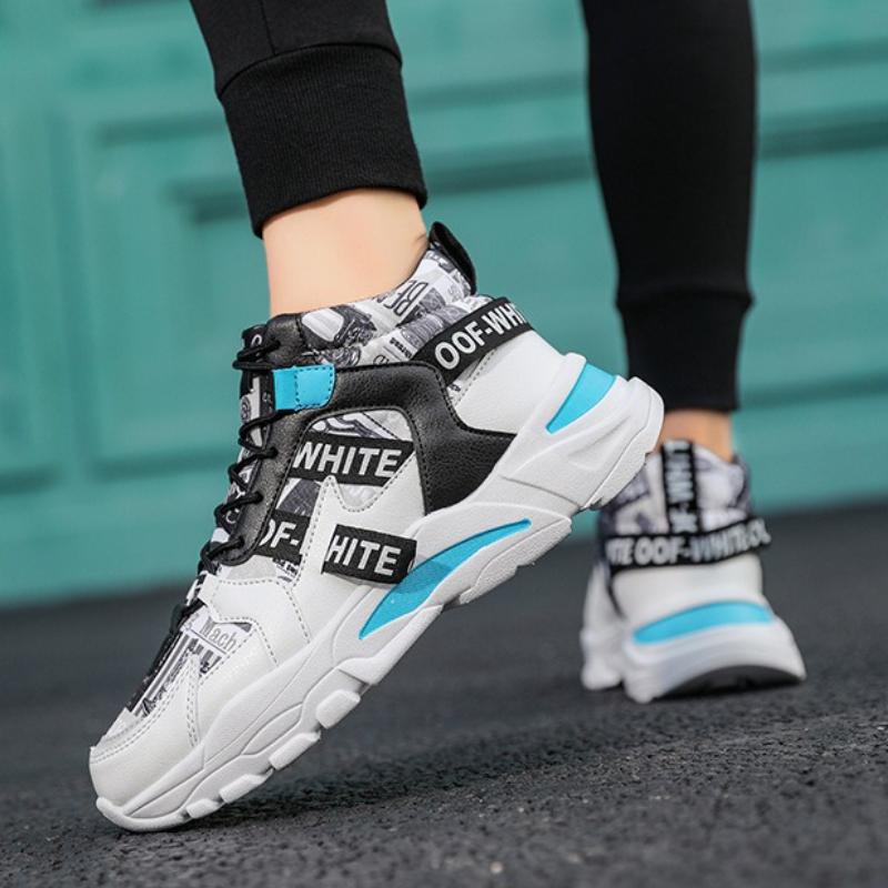 Brand Men Sneakers High Top Platform Lace Up Mesh Breathable Casual Shoes City Walk Running Sports Shoes Zapatillas Hombre Tenis