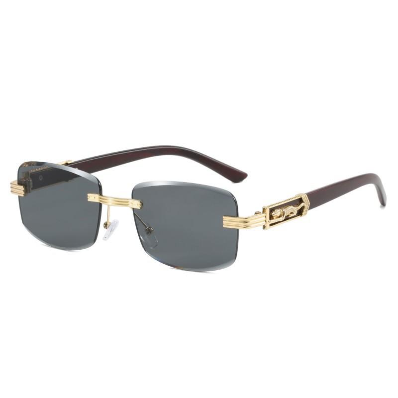 Sunglasses Women'S Sunglasses Men'S Fashion Trend Frameless Trimmed Personalized Wear Street Photography Leopard Head Glasses