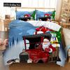 Weihnachtstruck König Königin Bettbezug Rotes Cartoon Geschenk Auto Bettwäsche Set Kind Junge Mädchen Frohes Neues Jahr 2/3 Stück Polyester Deckenbezug